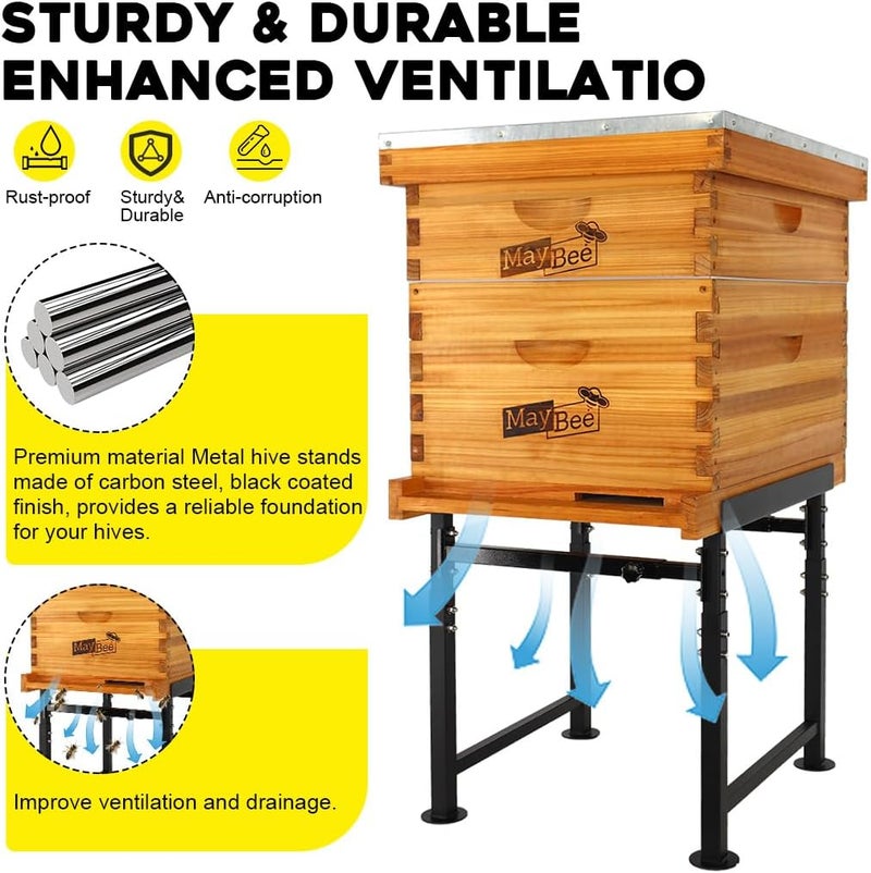 MayBee Adjustable Metal Bee Hive Stand, Adjustable Height(16.1”-20.9”) Hive Stand, Adjustable Width(15”-19”) Bee Hive Frame Stands Hive Stand Frame - Image 2